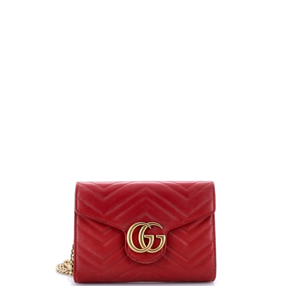 Gucci Mini GG Marmont Chain Wallet Matelasse Leather